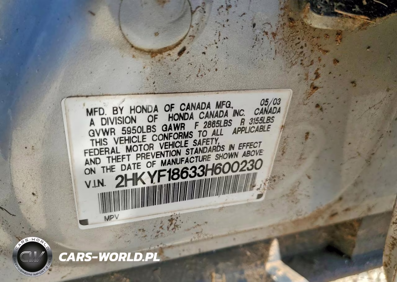 2003 Honda Pilot Exl VIN:2HKYF18633H600230 - 13