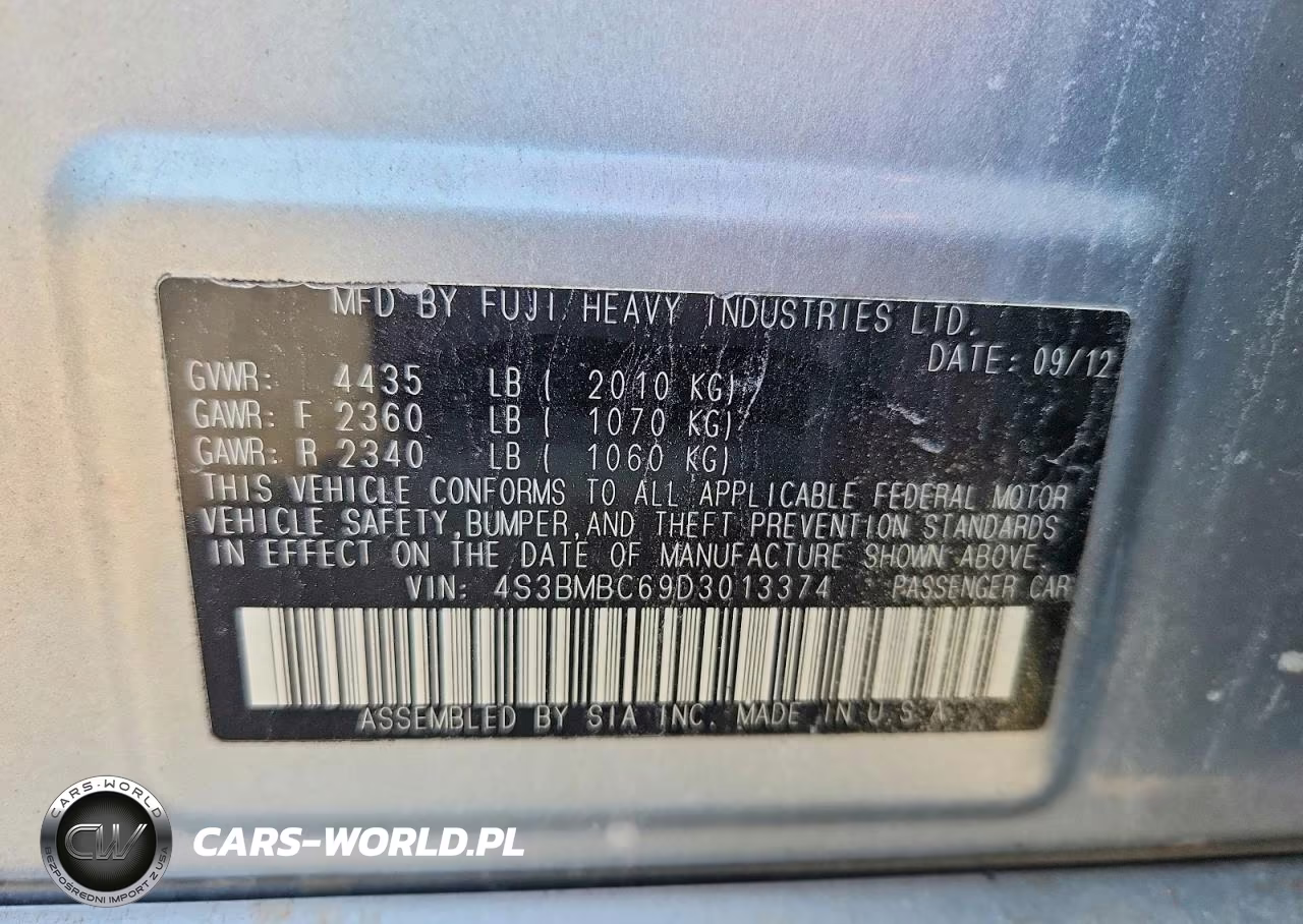 SUBARU LEGACY 2.5 VIN:4S3BMBC69D3013374 - 12