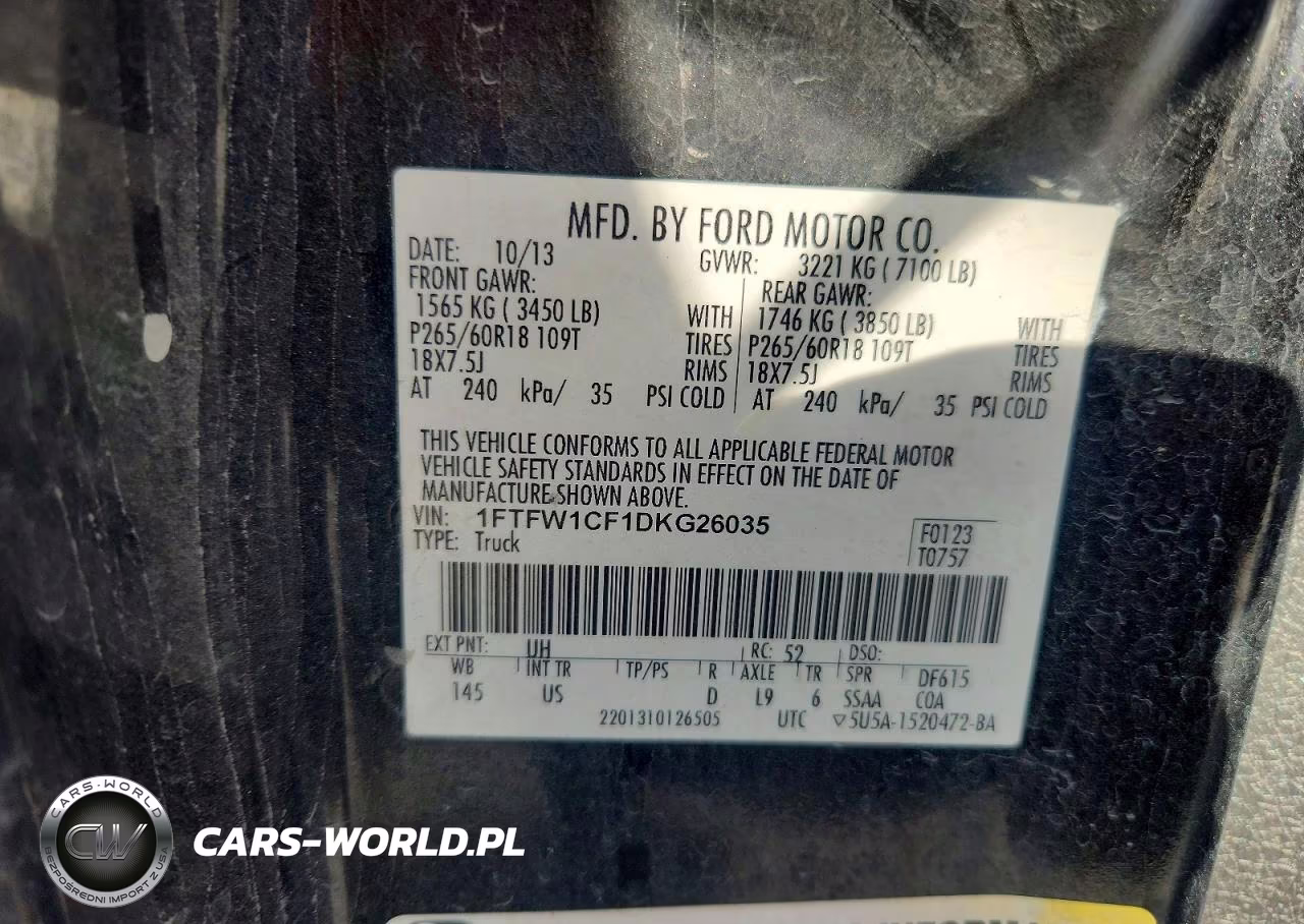 2013 Ford F150 Supercrew VIN:1FTFW1CF1DKG26035 - 13
