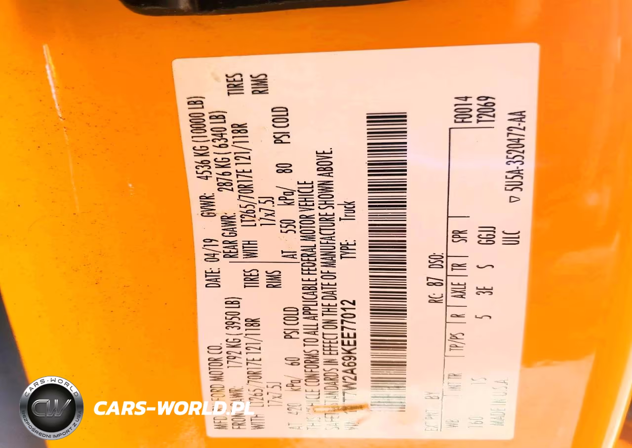 2019 Ford F250 Super Duty VIN:1FT7W2A69KEE77012 - 12