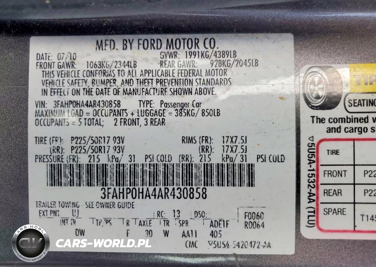 2010 Ford Fusion Se VIN:3FAHP0HA4AR430858 - 12