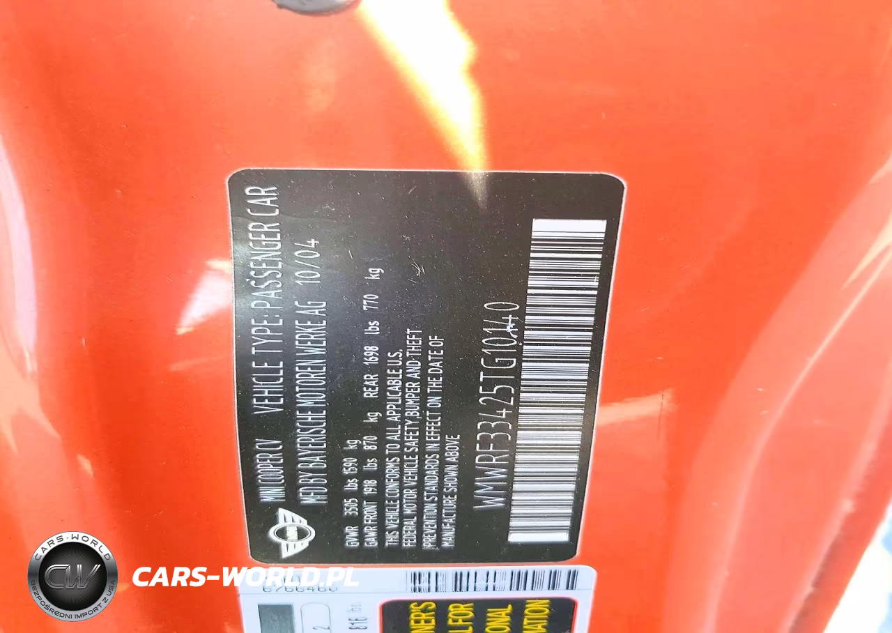 2005 Mini Cooper VIN:WMWRF33425TG10140 - 12