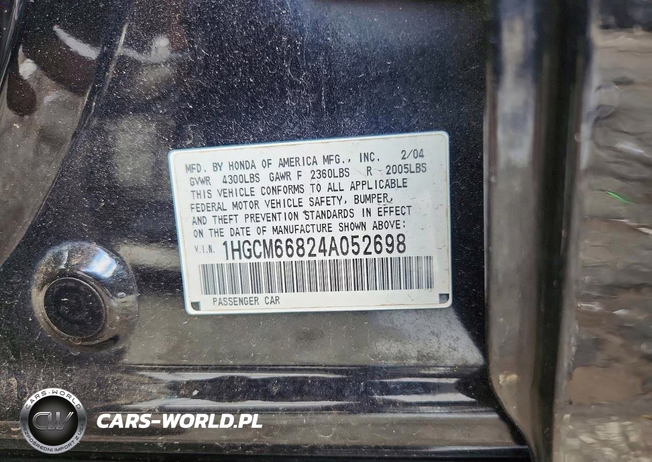2004 Honda Accord Ex VIN:1HGCM66824A052698 - 12