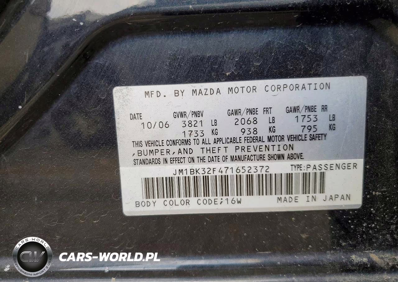 2007 Mazda 3 I VIN:JM1BK32F471652372 - 12