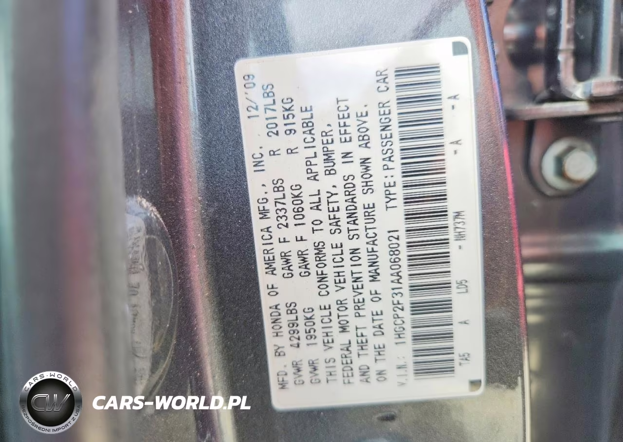 2010 Honda Accord Lx VIN:1HGCP2F31AA068021 - 12