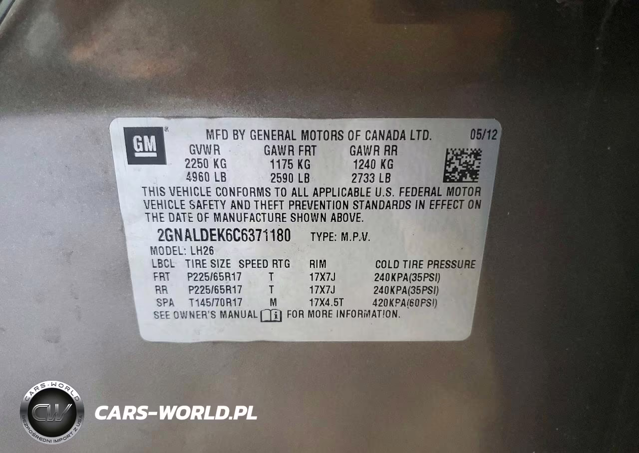 2012 Chevrolet Equinox Lt VIN:2GNALDEK6C6371180 - 14
