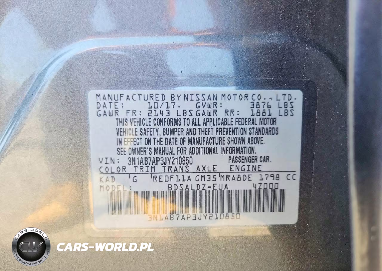 2018 Nissan Sentra Sv VIN:3N1AB7AP3JY210850 - 12