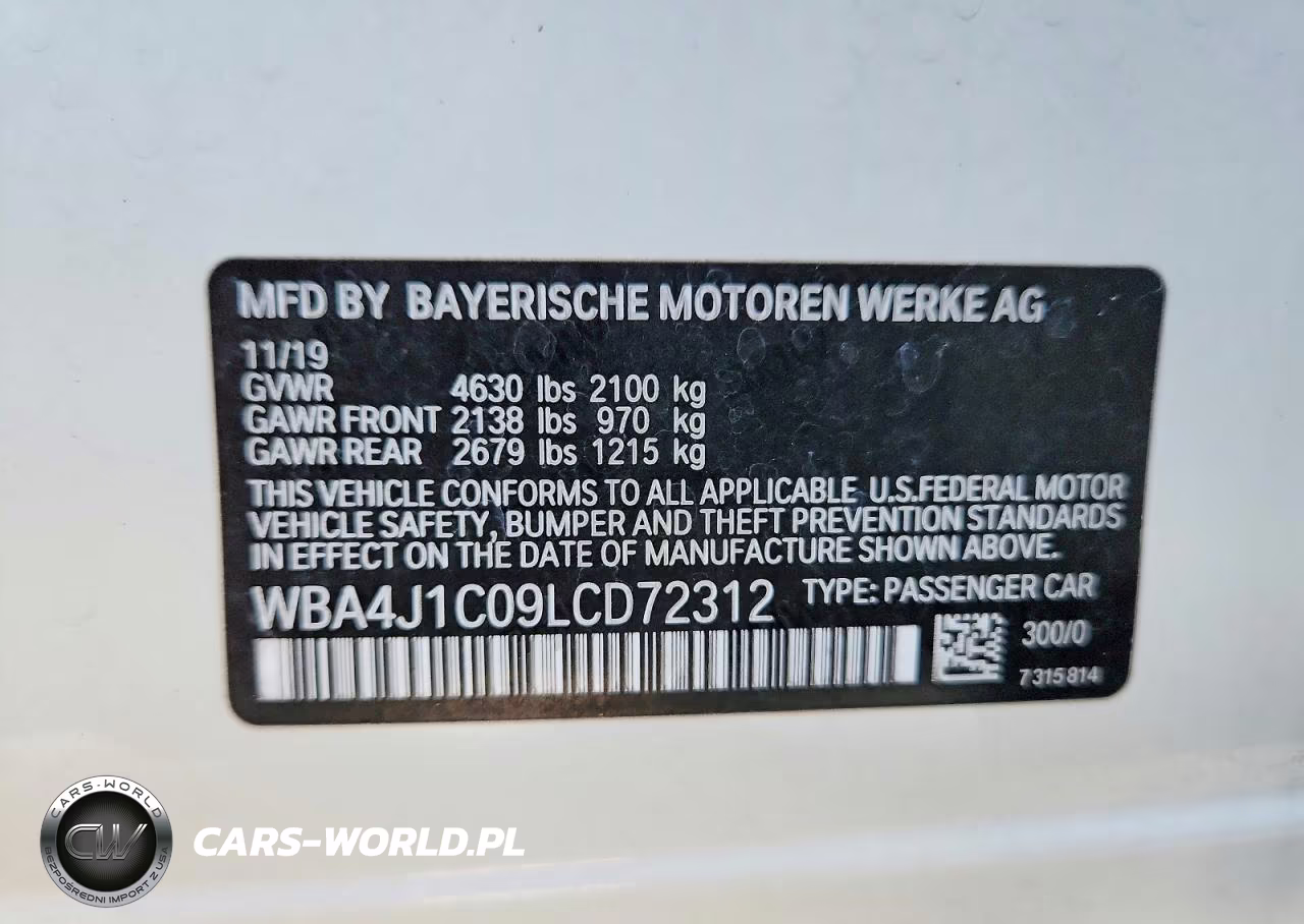 2020 BMW 430I Gran Coupe VIN:WBA4J1C09LCD72312 - 12