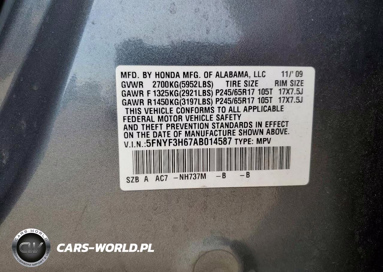 2010 Honda Pilot Exl VIN:5FNYF3H67AB014587 - 13