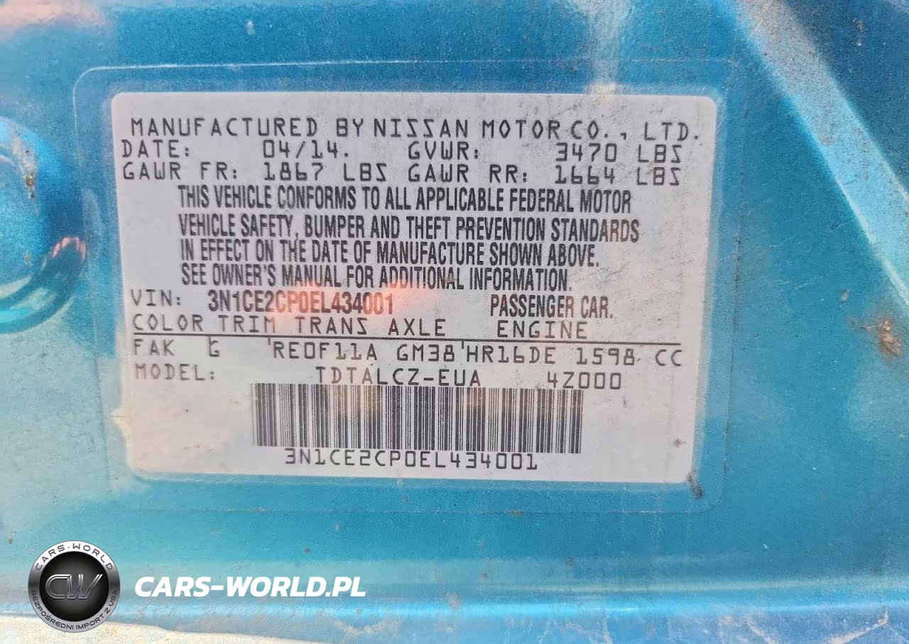 2014 Nissan Versa Note S Plus VIN:3N1CE2CP0EL434001 - 12