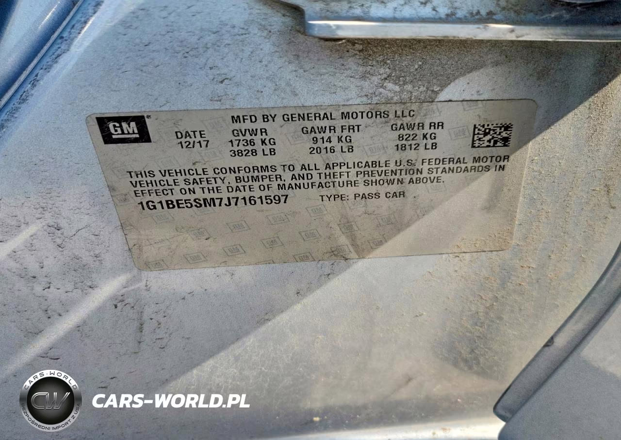 2018 Chevrolet Cruze Lt VIN:1G1BE5SM7J7161597 - 13