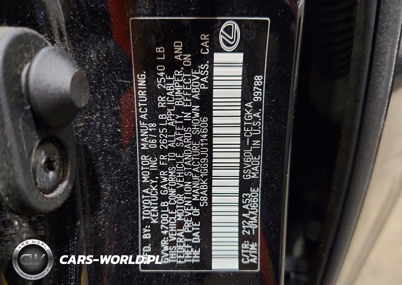 2018 Lexus Es 350 VIN:58ABK1GG9JU114606 - 12