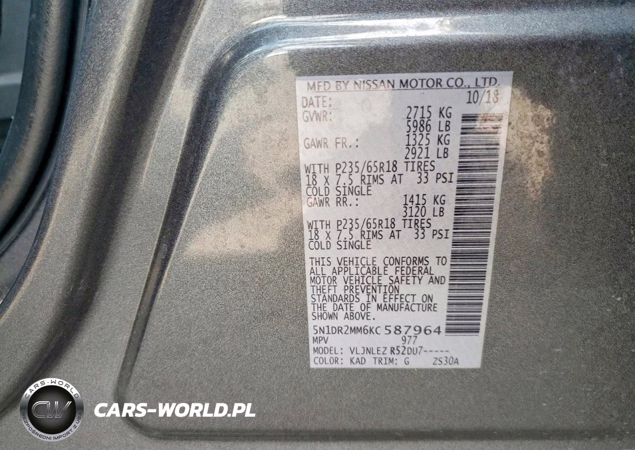 2019 Nissan Pathfinder Sv VIN:5N1DR2MM6KC587964 - 14