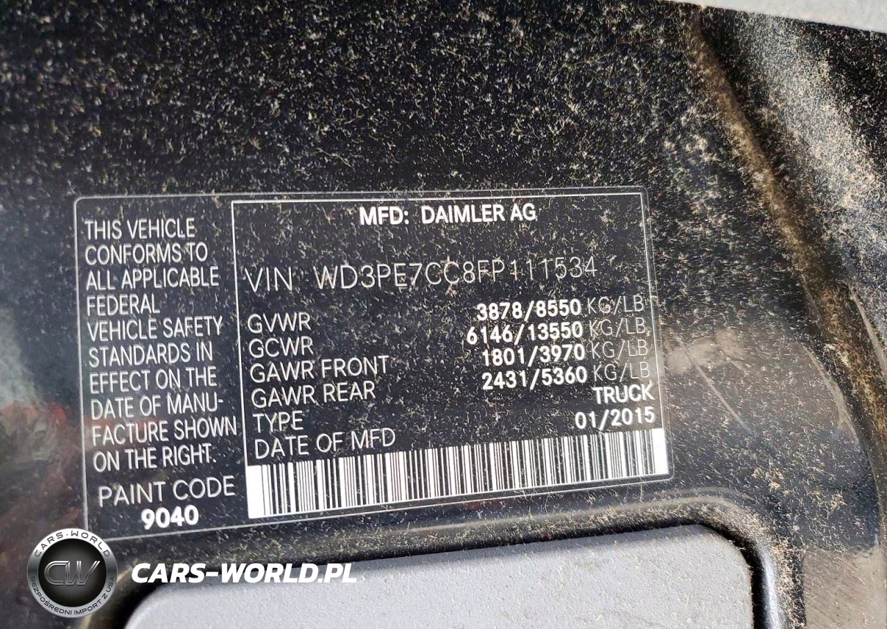 2015 Mercedes-Benz Sprinter 2500 Delivery Van VIN:WD3PE7CC8FP111534 - 11