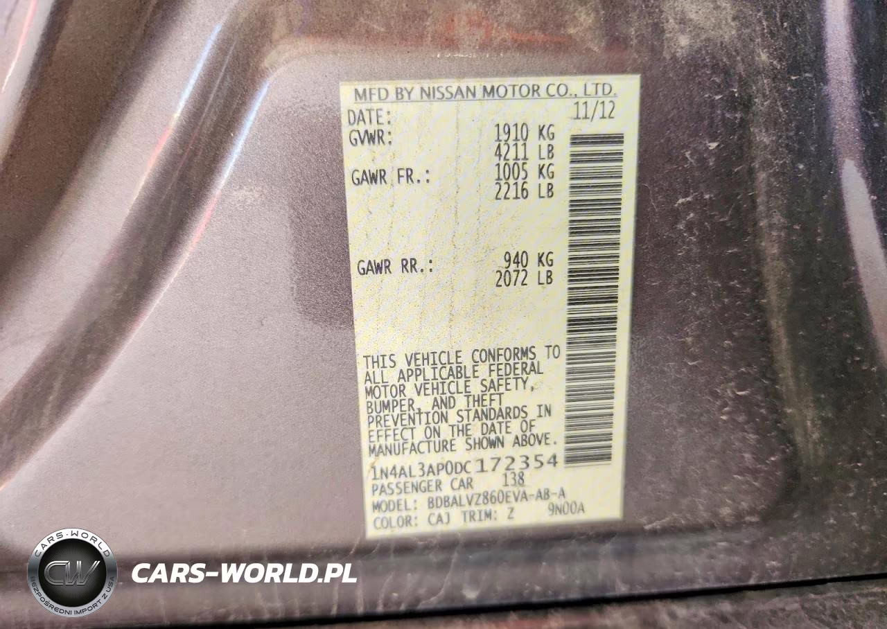 2013 Nissan Altima 2.5 VIN:1N4AL3AP0DC172354 - 12