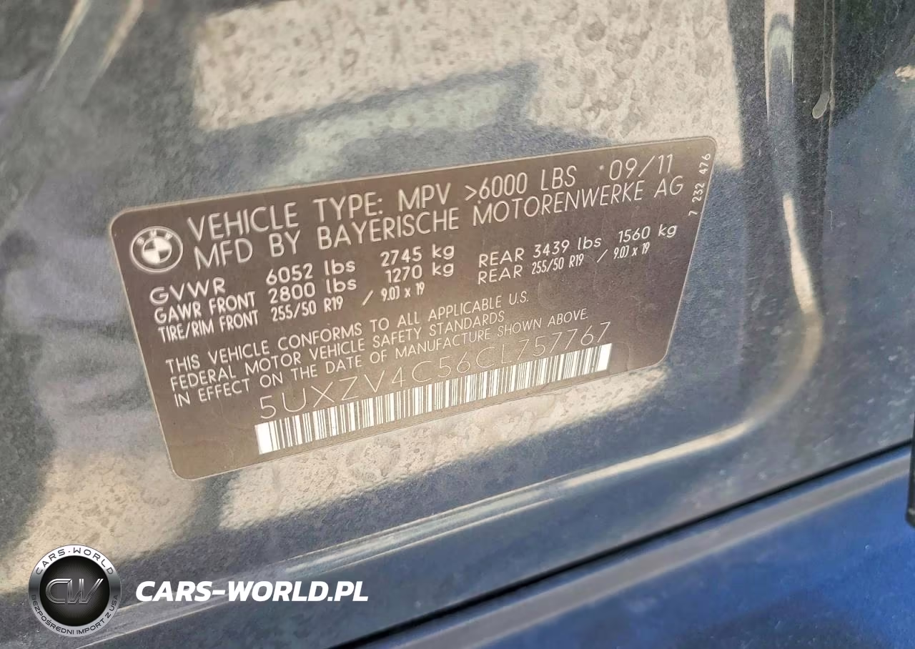 2012 BMW X5 xDrive35I VIN:5UXZV4C56CL757767 - 12