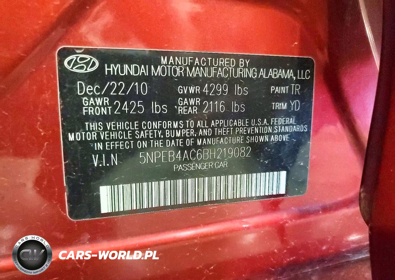 2011 Hyundai Sonata VIN:5NPEB4AC6BH219082 - 13