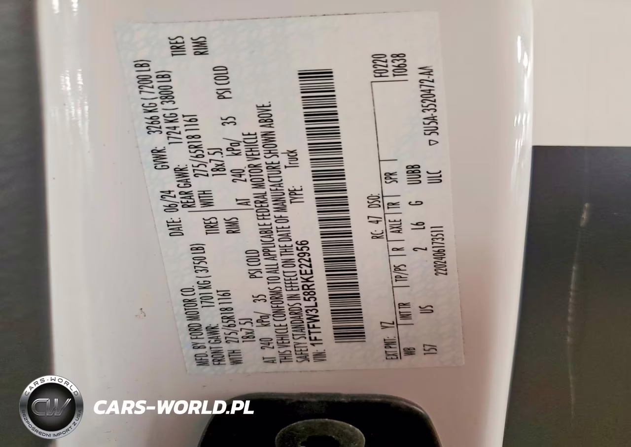 2024 Ford F150 Xlt VIN:1FTFW3L58RKE22956 - 13