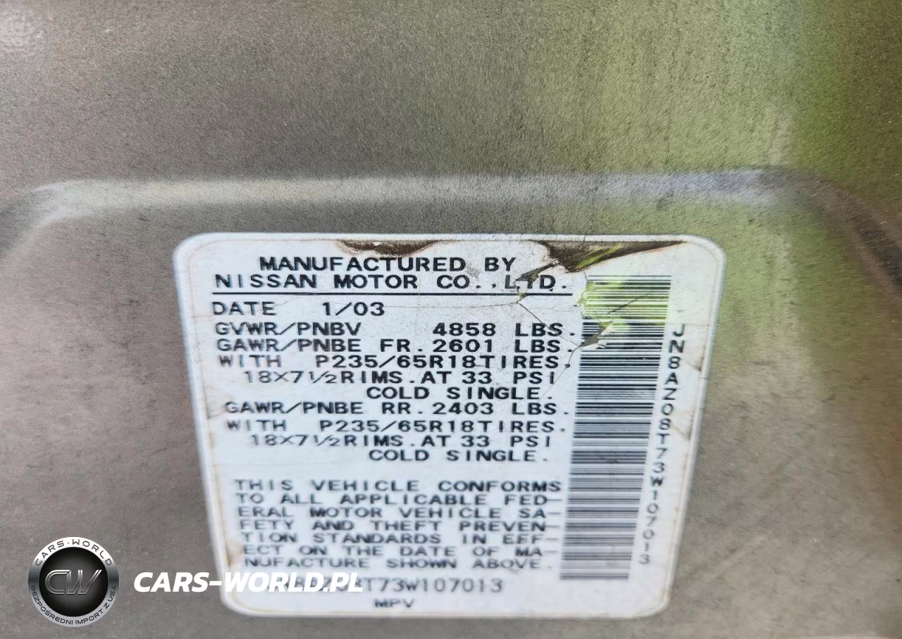 2003 Nissan Murano Sl-Se VIN:JN8AZ08T73W107013 - 12