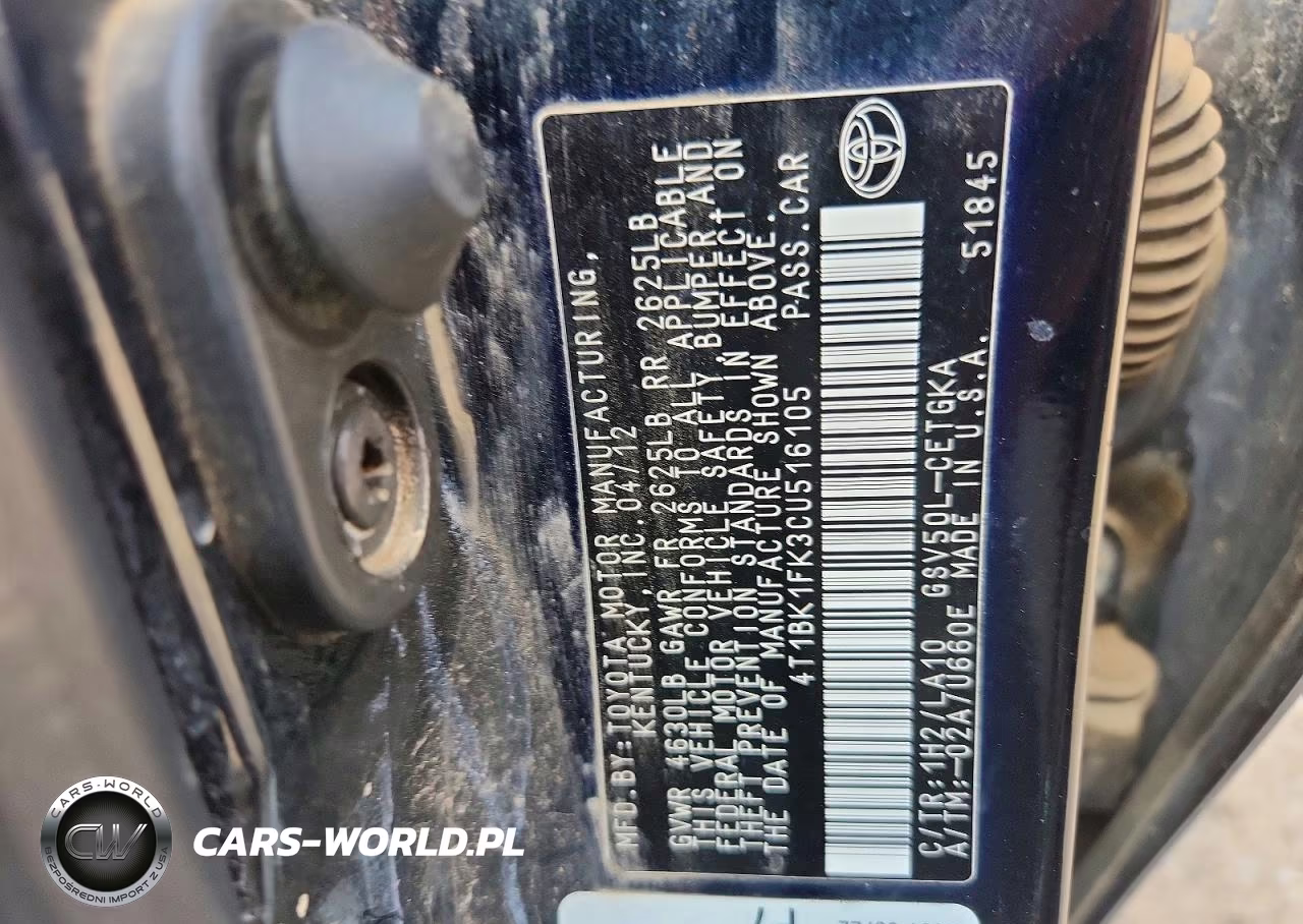 2012 Toyota Camry Se-Xle VIN:4T1BK1FK3CU516105 - 12