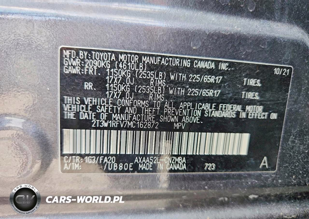 2021 Toyota Rav4 Xle VIN:2T3W1RFV7MC162872 - 13