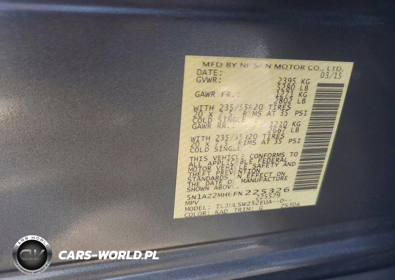 2015 Nissan Murano S VIN:5N1AZ2MH6FN225326 - 12