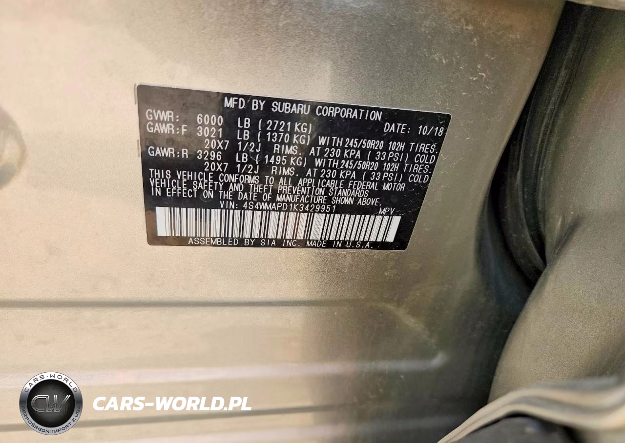 2019 Subaru Ascent Limited VIN:4S4WMAPD1K3429951 - 13