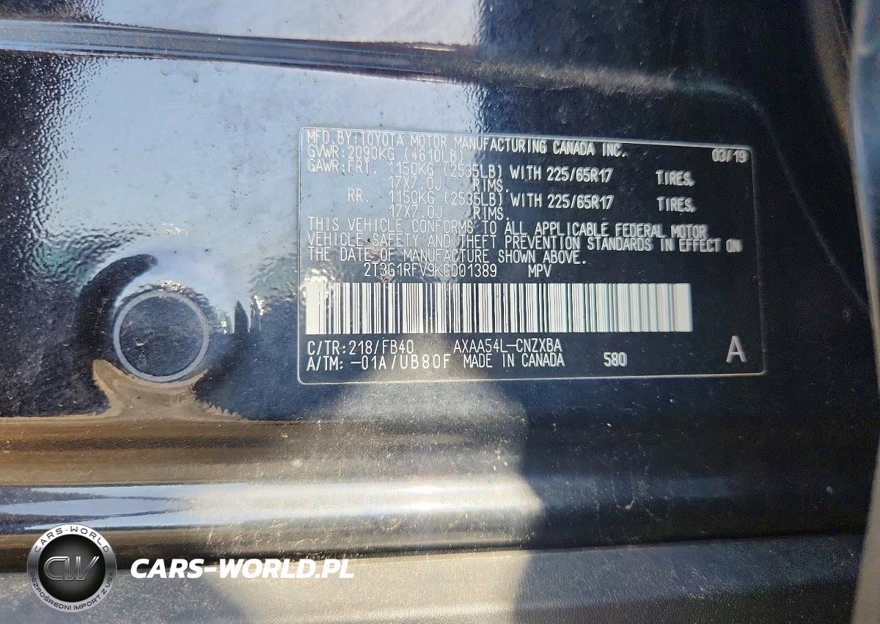 2019 Toyota Rav4 Le VIN:2T3G1RFV9KC001389 - 13