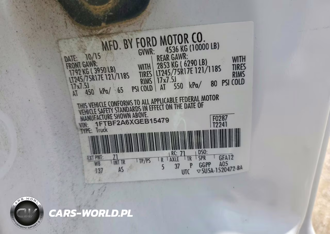 2016 Ford F250 Super Duty VIN:1FTBF2A6XGEB15479 - 12