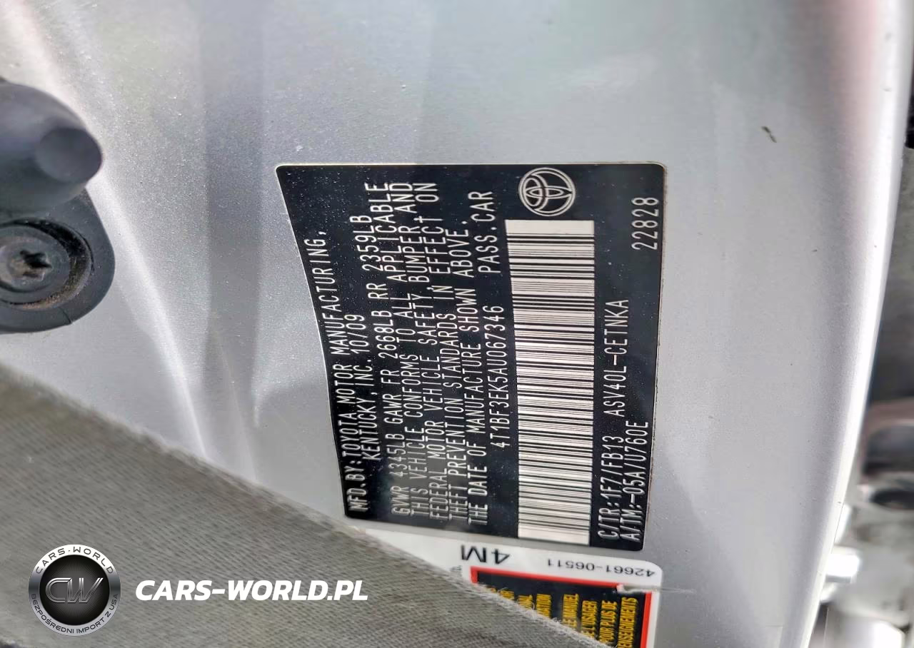 2010 Toyota Camry Le VIN:4T1BF3EK5AU067346 - 12