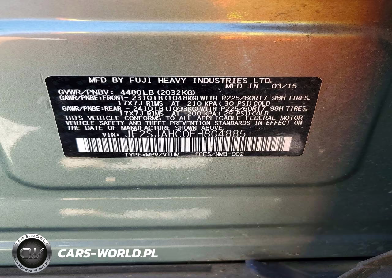 2015 Subaru Forester 2.5I Limited VIN:JF2SJAHC0FH804885 - 14