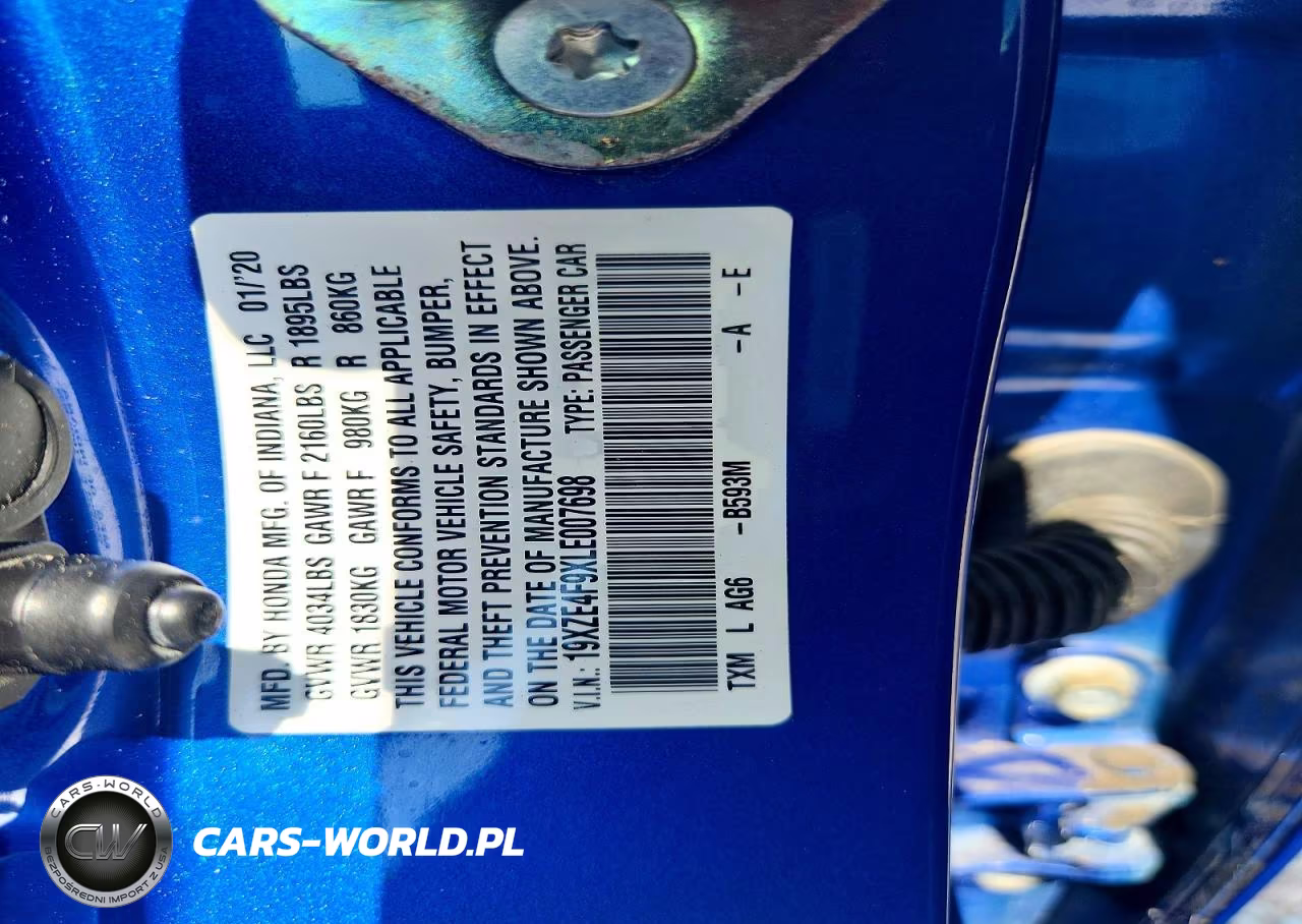 2020 Honda Insight Touring VIN:19XZE4F9XLE007698 - 12