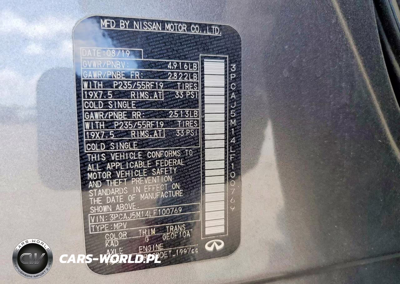 2020 Infiniti Qx50 Luxe VIN:3PCAJ5M14LF100769 - 12