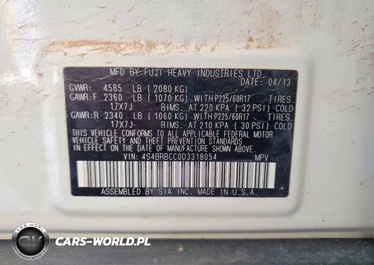 2013 Subaru Outback 2.5I Premium VIN:4S4BRBCC0D3318054 - 13
