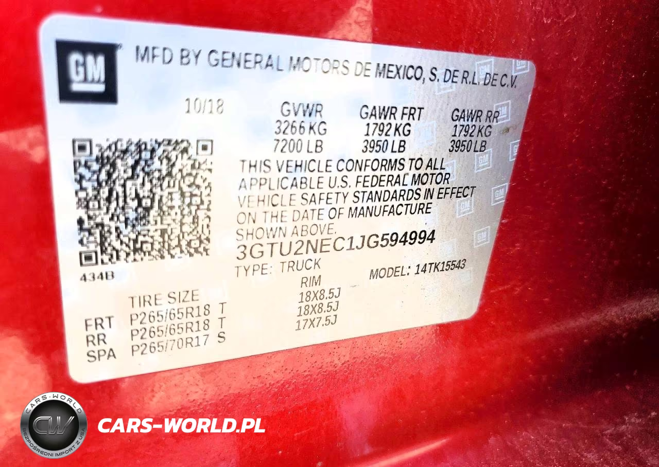 2018 GMC Sierra K1500 Slt VIN:3GTU2NEC1JG594994 - 12
