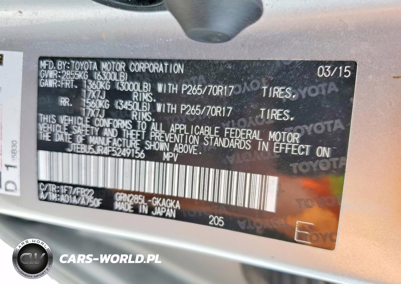 2015 Toyota 4Runner Sr5 VIN:JTEBU5JR4F5249156 - 12