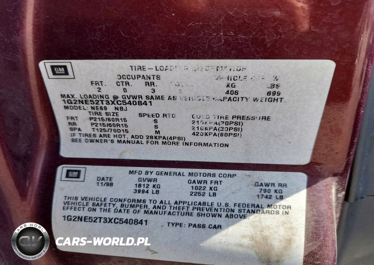 1999 Pontiac Grand Am Se VIN:1G2NE52T3XC540841 - 12