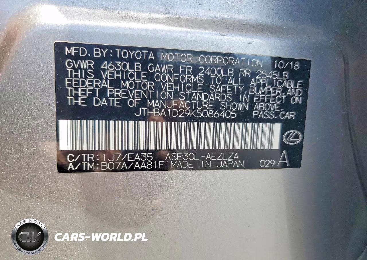 2019 Lexus Is 300 VIN:JTHBA1D29K5086405 - 12