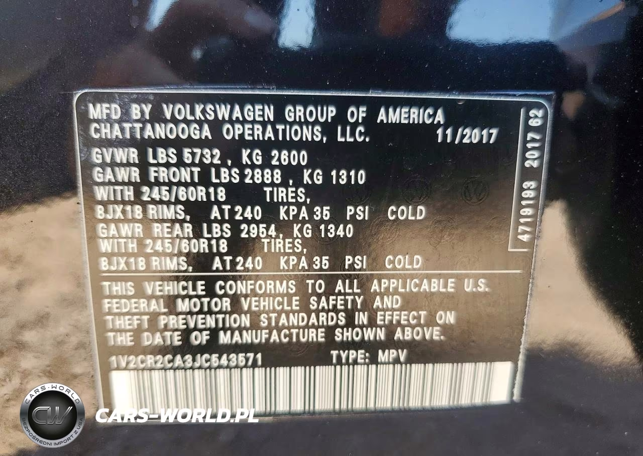 2018 Volkswagen Atlas Se VIN:1V2CR2CA3JC543571 - 13