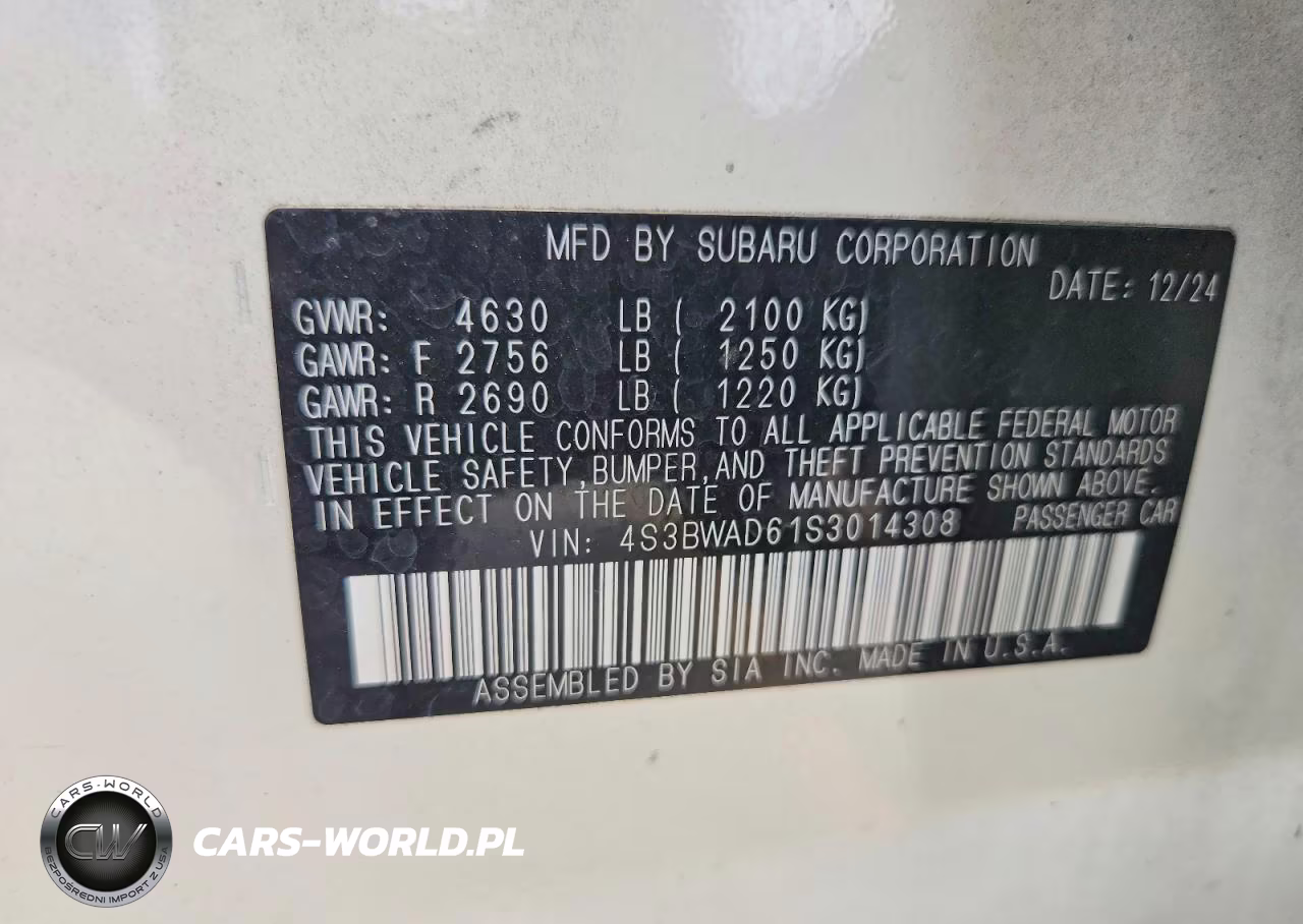 2025 Subaru Legacy Premium VIN:4S3BWAD61S3014308 - 12