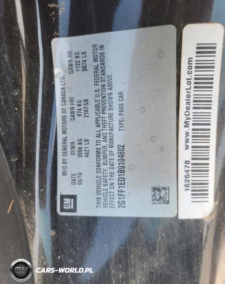 2011 Chevrolet Camaro Lt VIN:2G1FF1ED1B9104802 - 12