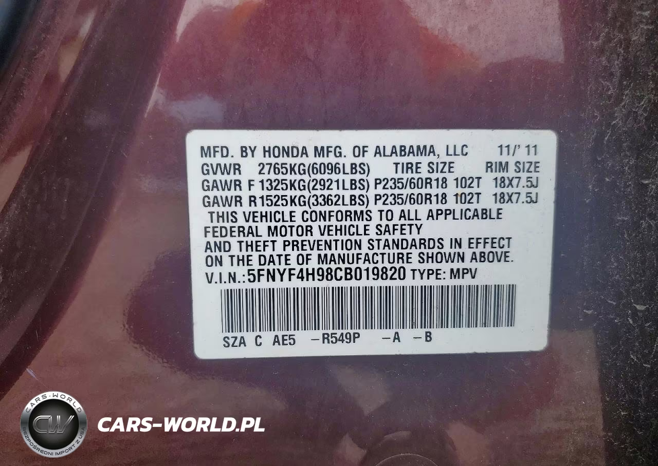 2012 Honda Pilot Touring VIN:5FNYF4H98CB019820 - 13