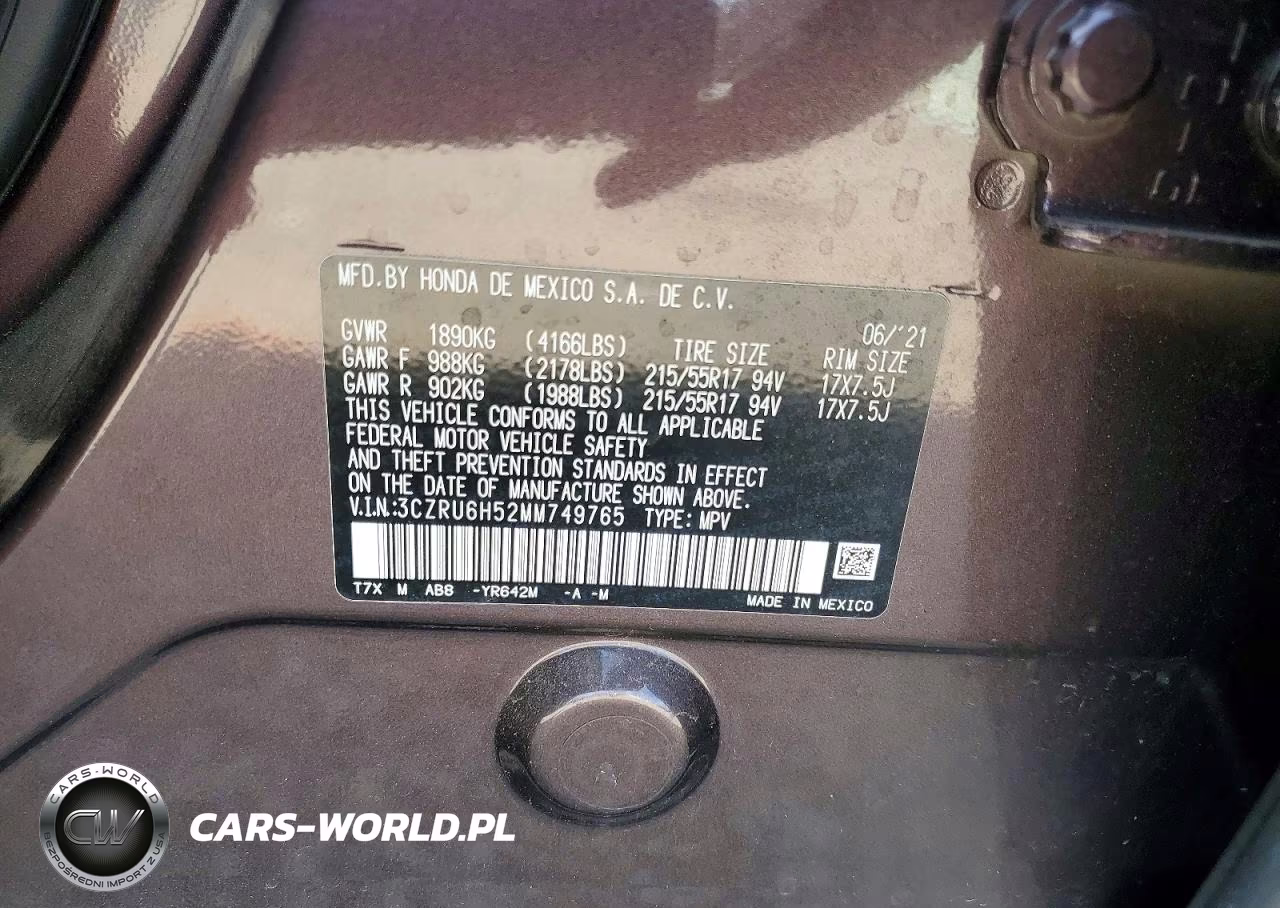 2021 Honda Hr-V Ex VIN:3CZRU6H52MM749765 - 13