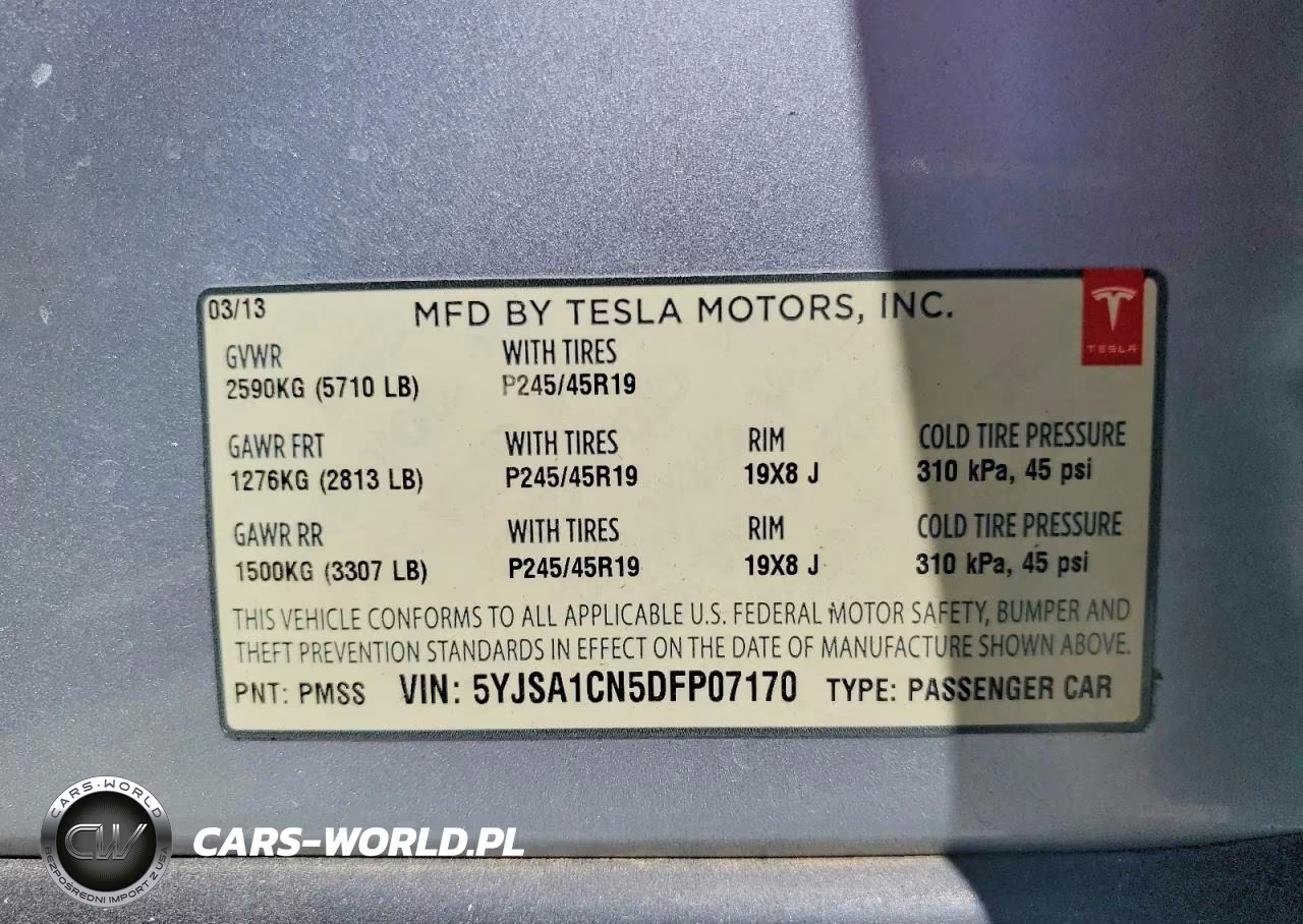 2013 Tesla Model S VIN:5YJSA1CN5DFP07170 - 13