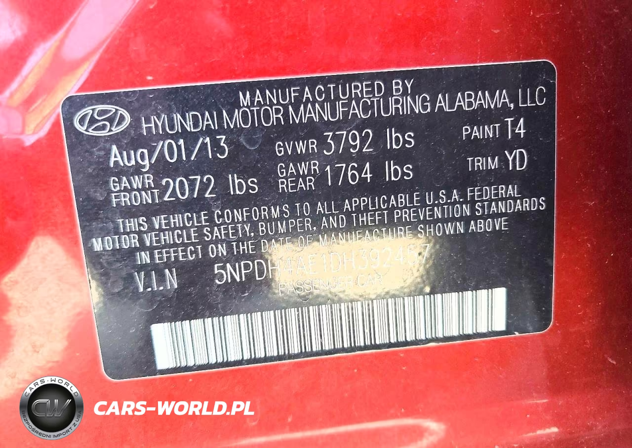 2013 Hyundai Elantra VIN:5NPDH4AE1DH392457 - 12
