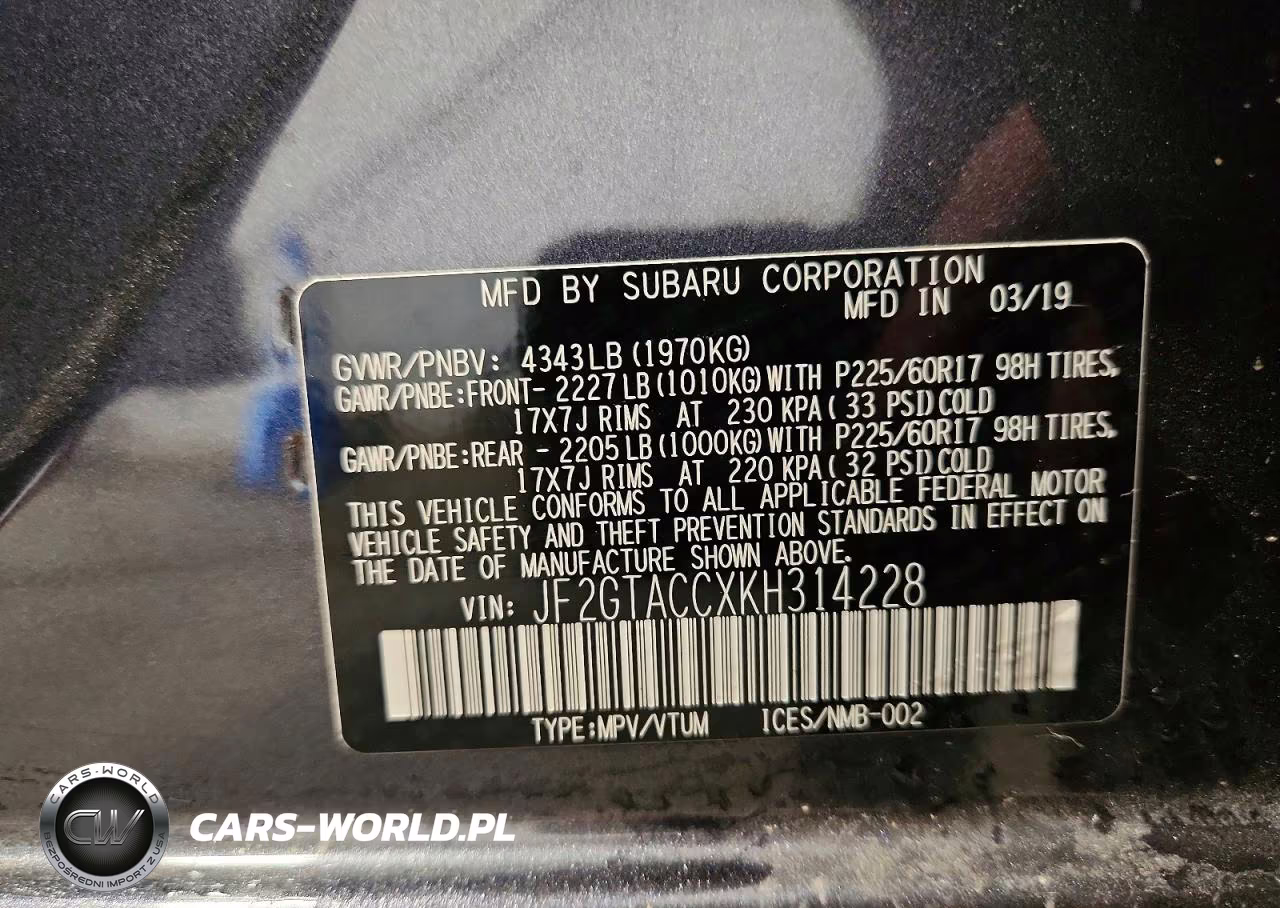 2019 Subaru Crosstrek Premium VIN:JF2GTACCXKH314228 - 13