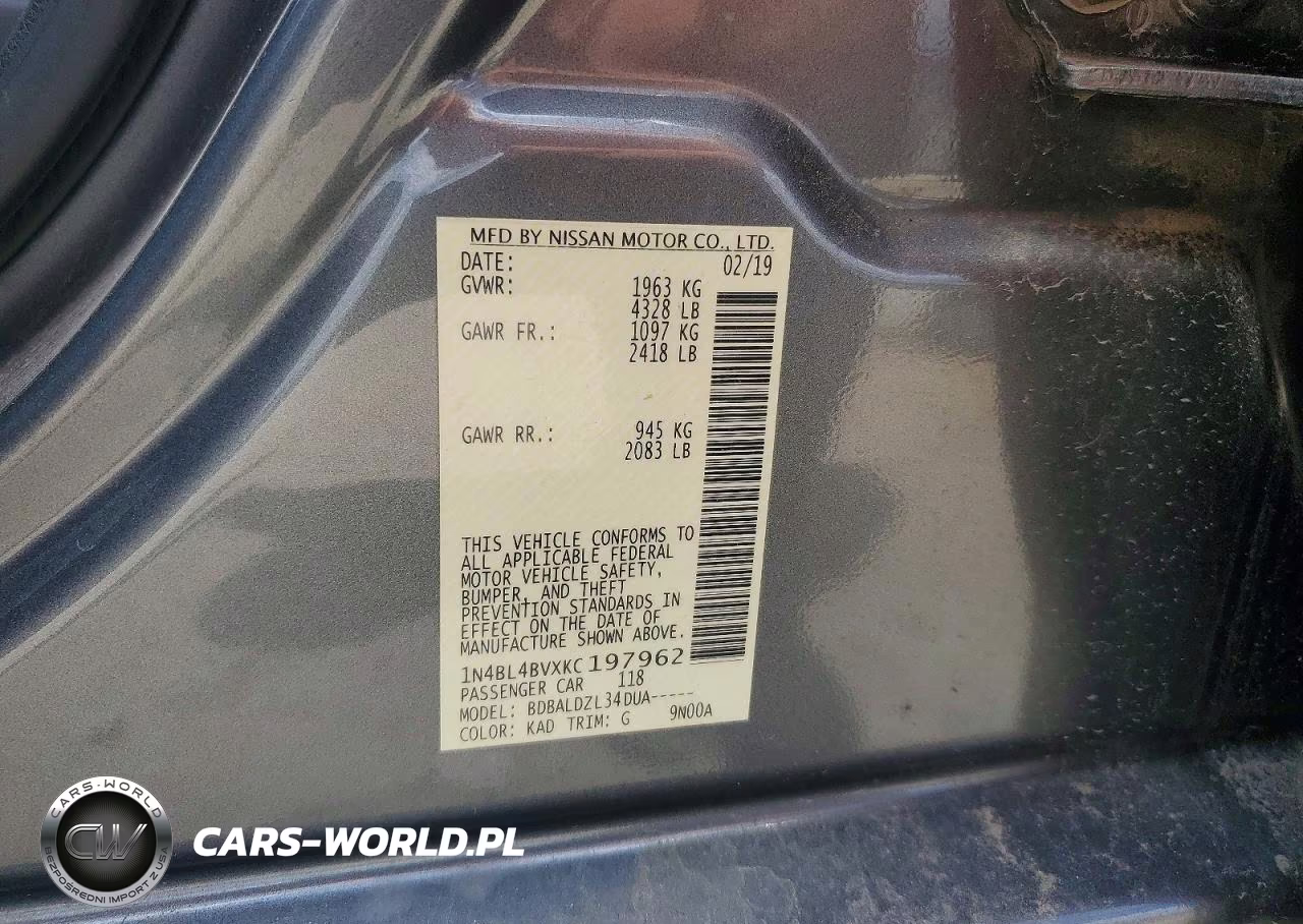 2019 Nissan Altima S VIN:1N4BL4BVXKC197962 - 12