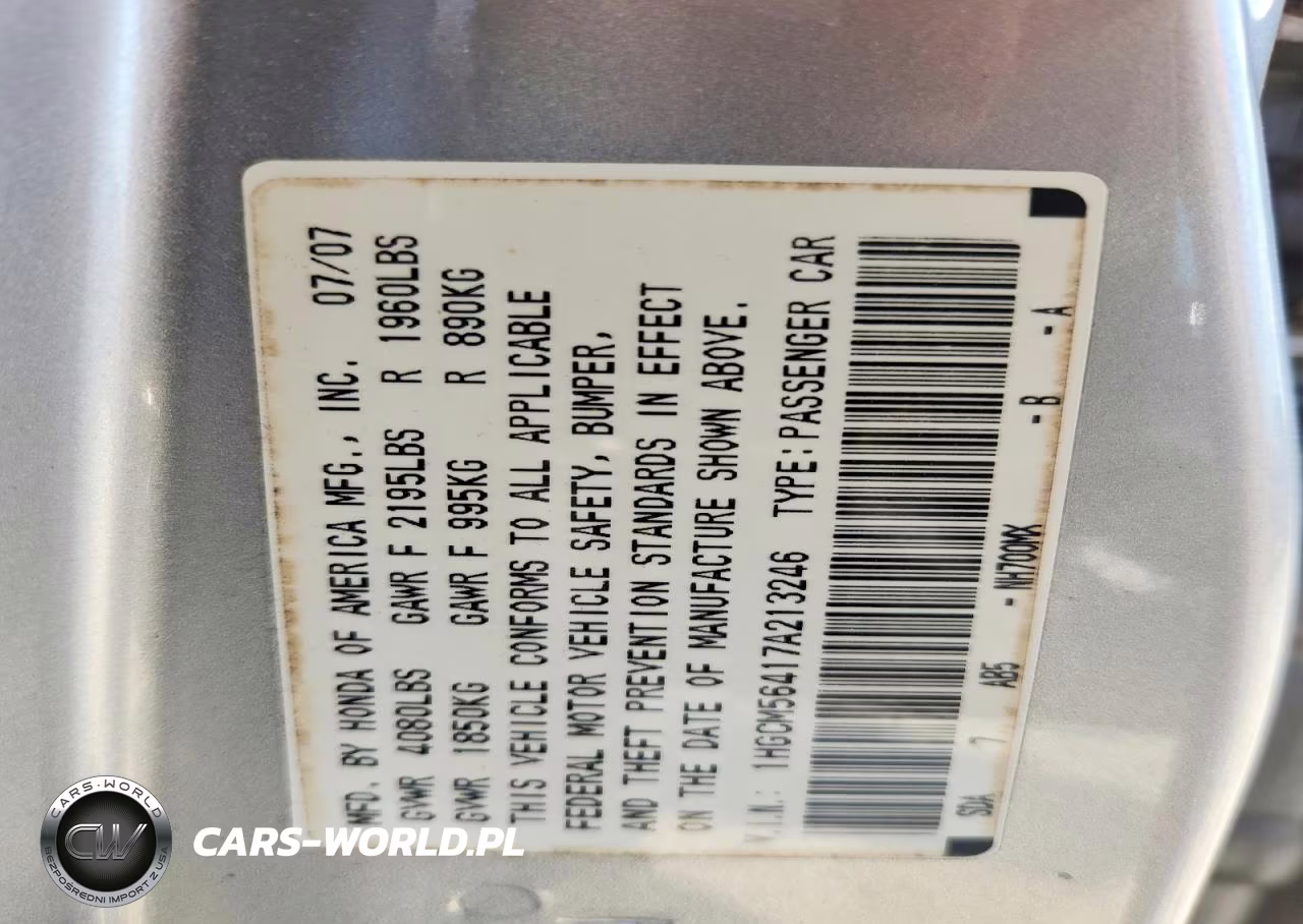 2007 Honda Accord Lx VIN:1HGCM56417A213246 - 12