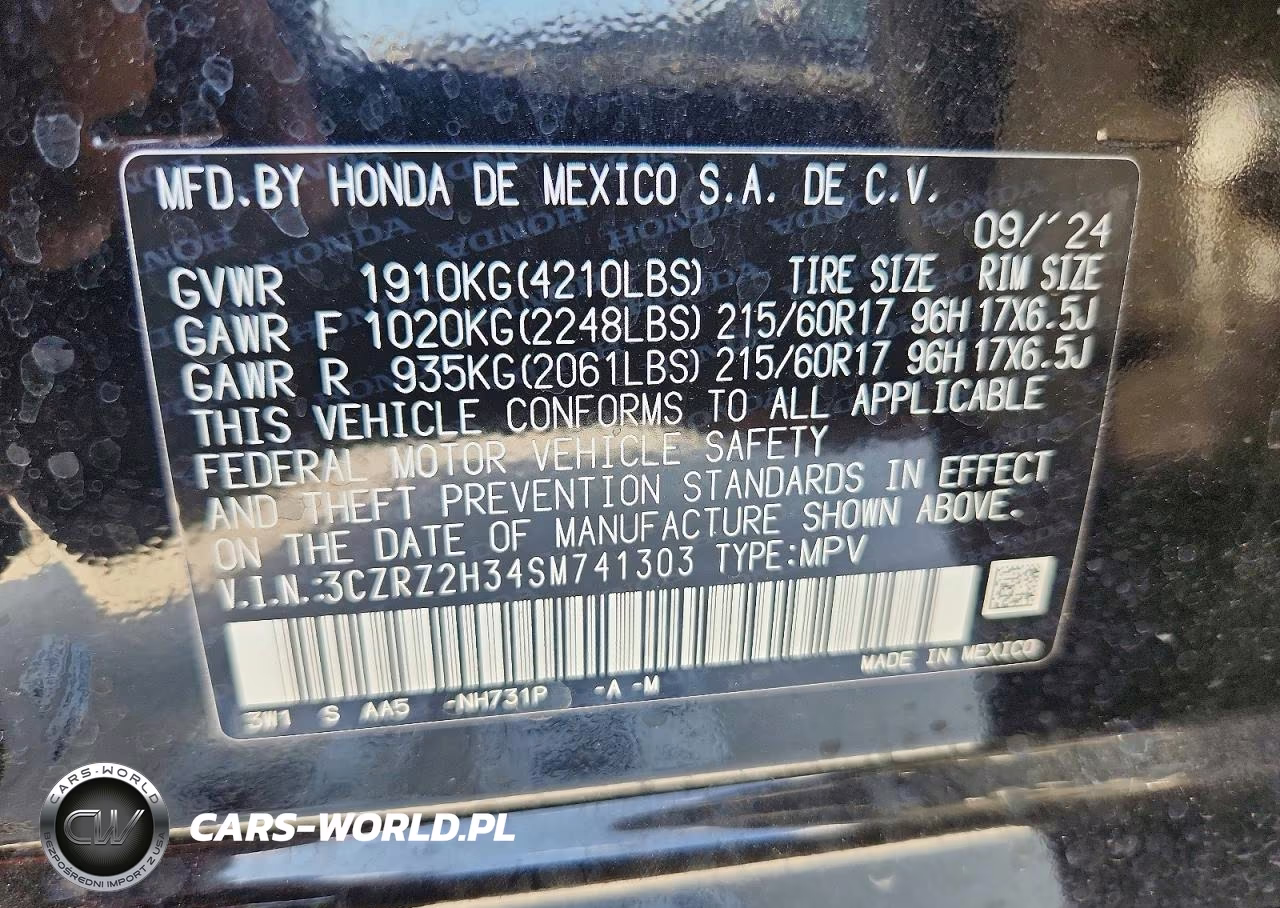 2025 Honda Hr-V Lx VIN:3CZRZ2H34SM741303 - 13