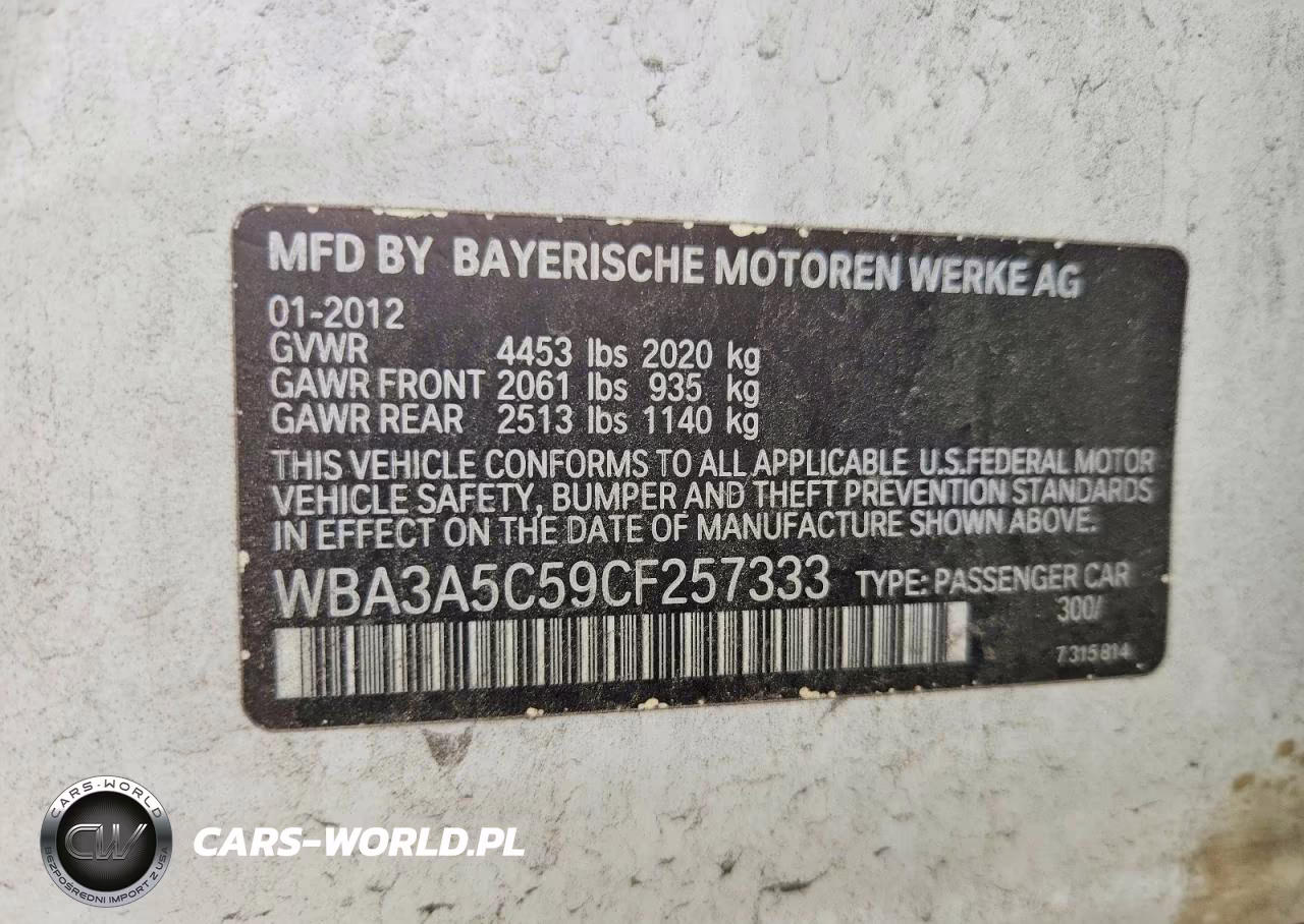 2012 BMW 328 I VIN:WBA3A5C59CF257333 - 12